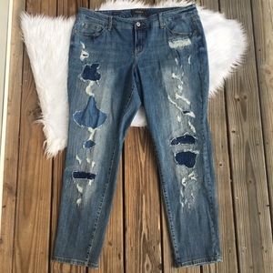 Torrid Boyfriend Distressed Patchwork Jeans